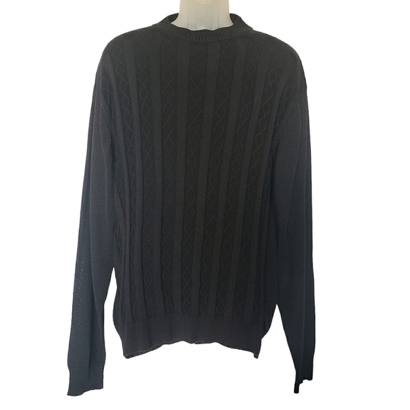 Le Monde Black Pullover Sweater Size XL Textured Cable Knit - Picture 2 of 11